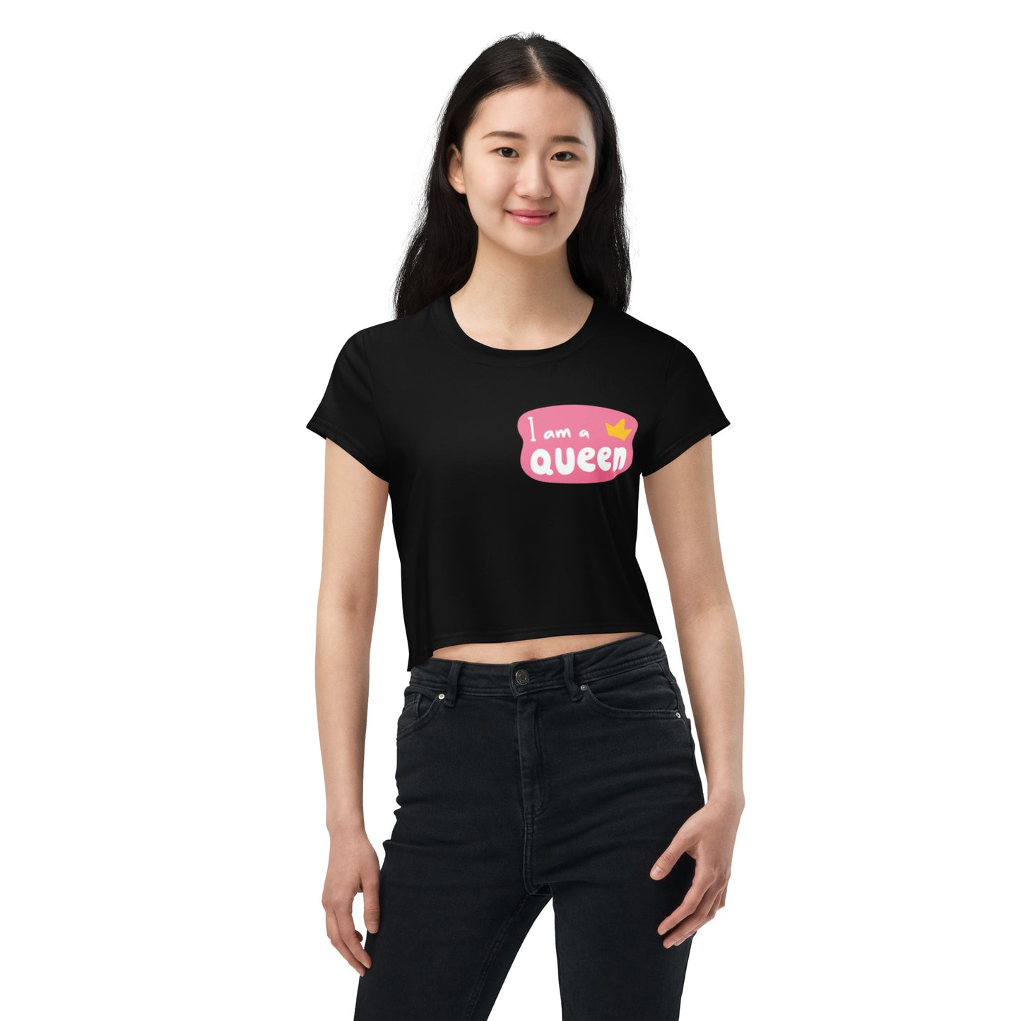 I Am A Queen Print Crop Tee