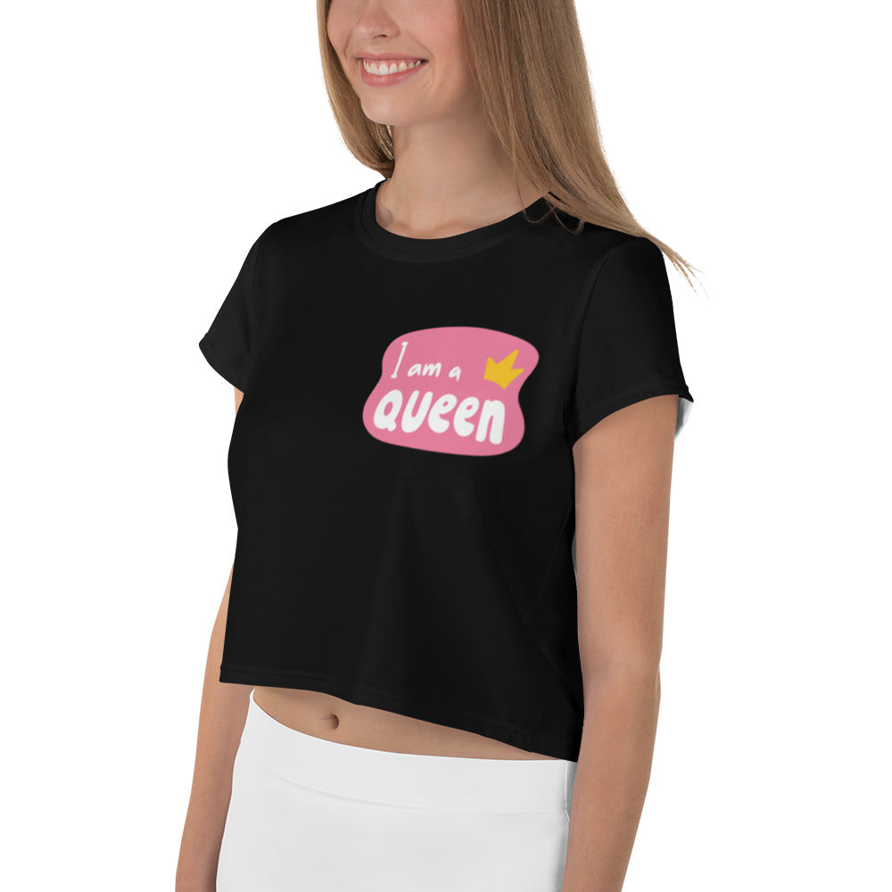 I Am A Queen Print Crop Tee