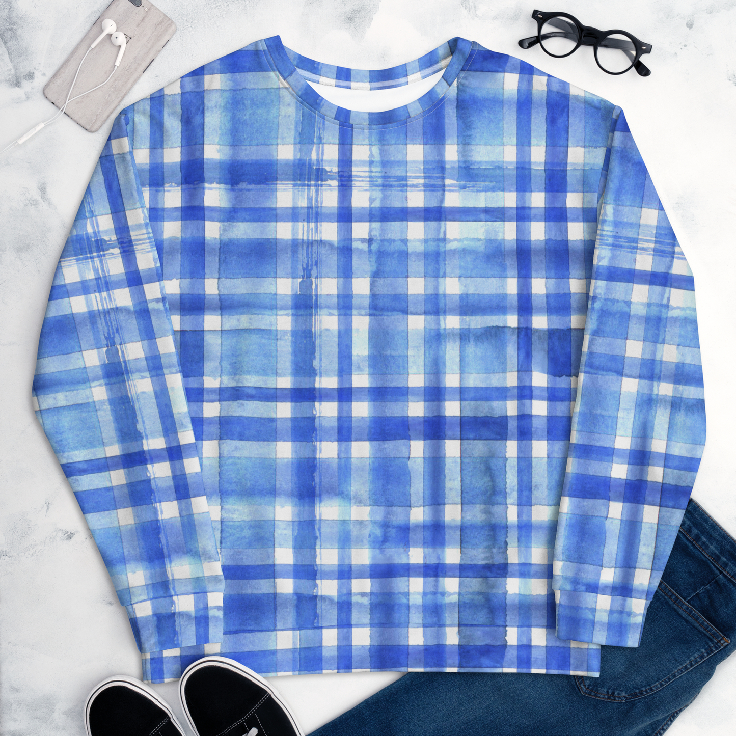 Blue Plaid Sweatshirt