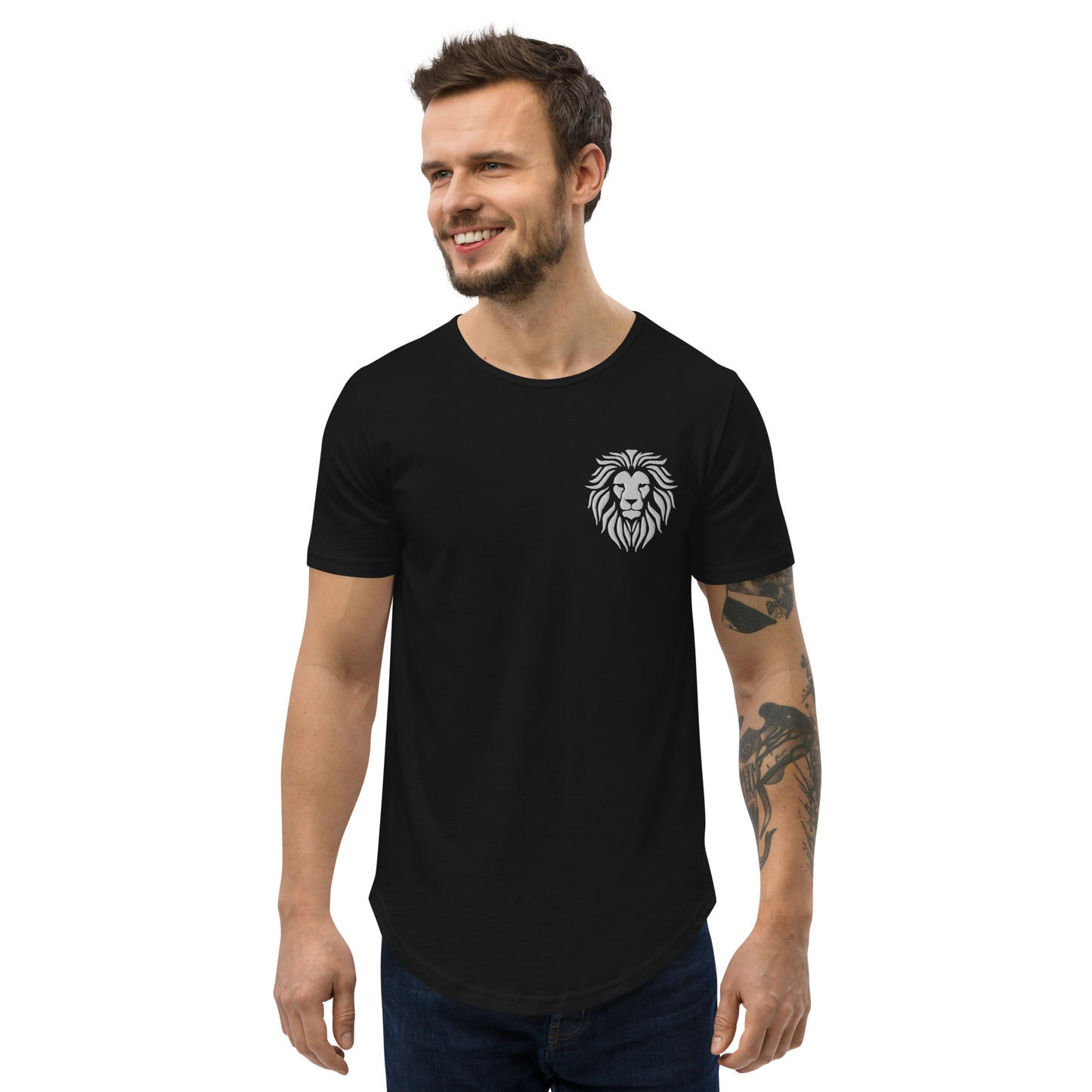 Men's Curved Hem Embroidered T-Shirt