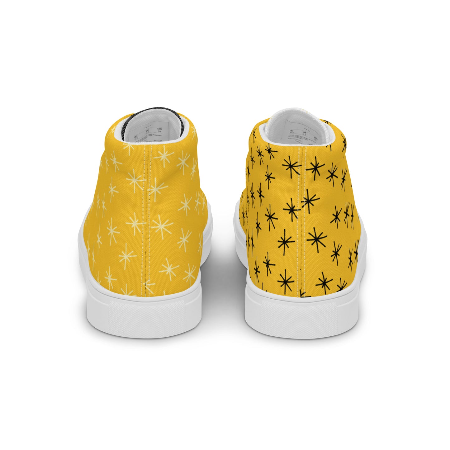 Yellow Abstract High Top Canvas Shoes