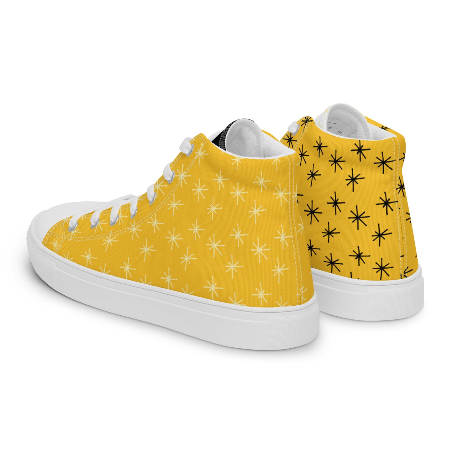 Yellow Abstract High Top Canvas Shoes