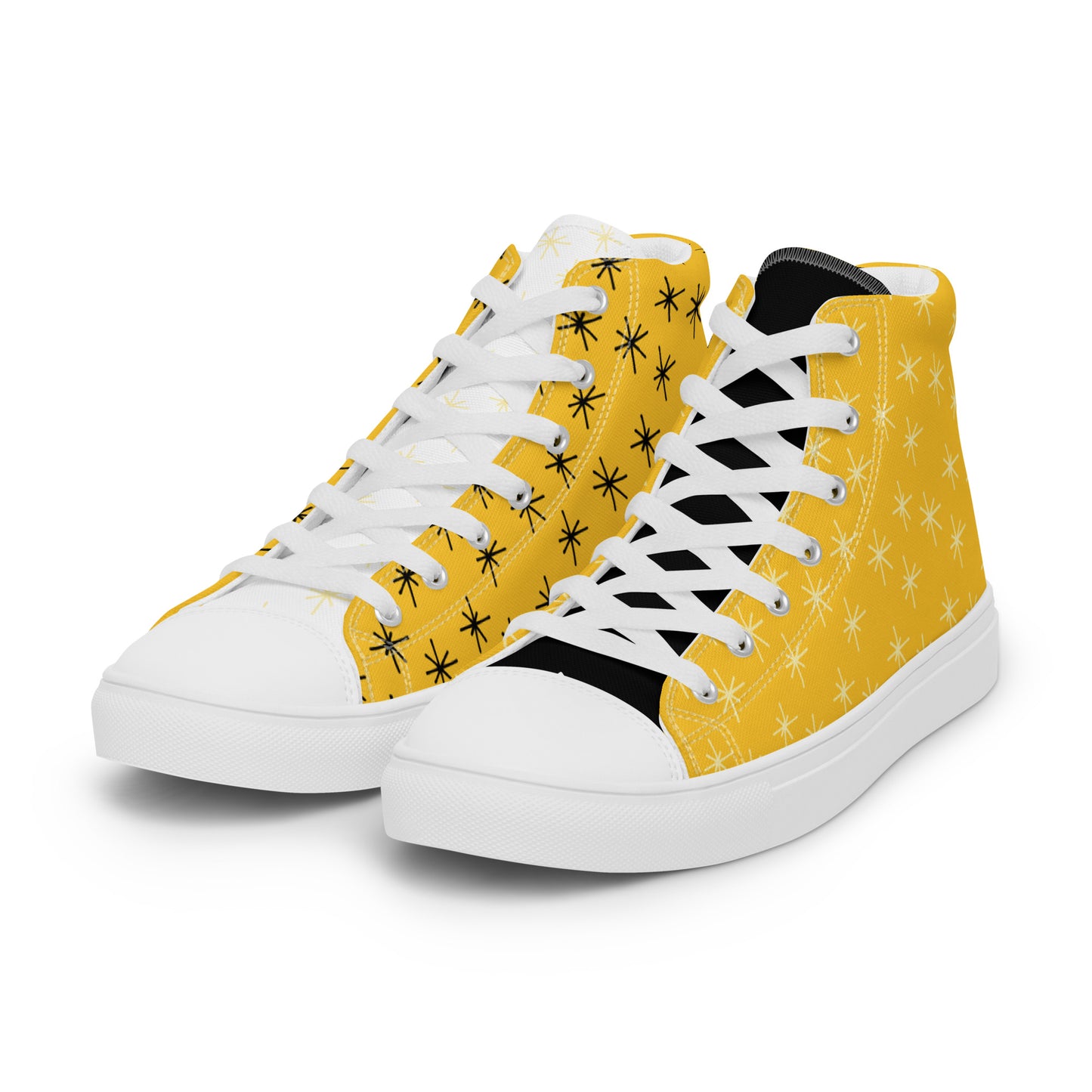 Yellow Abstract High Top Canvas Shoes