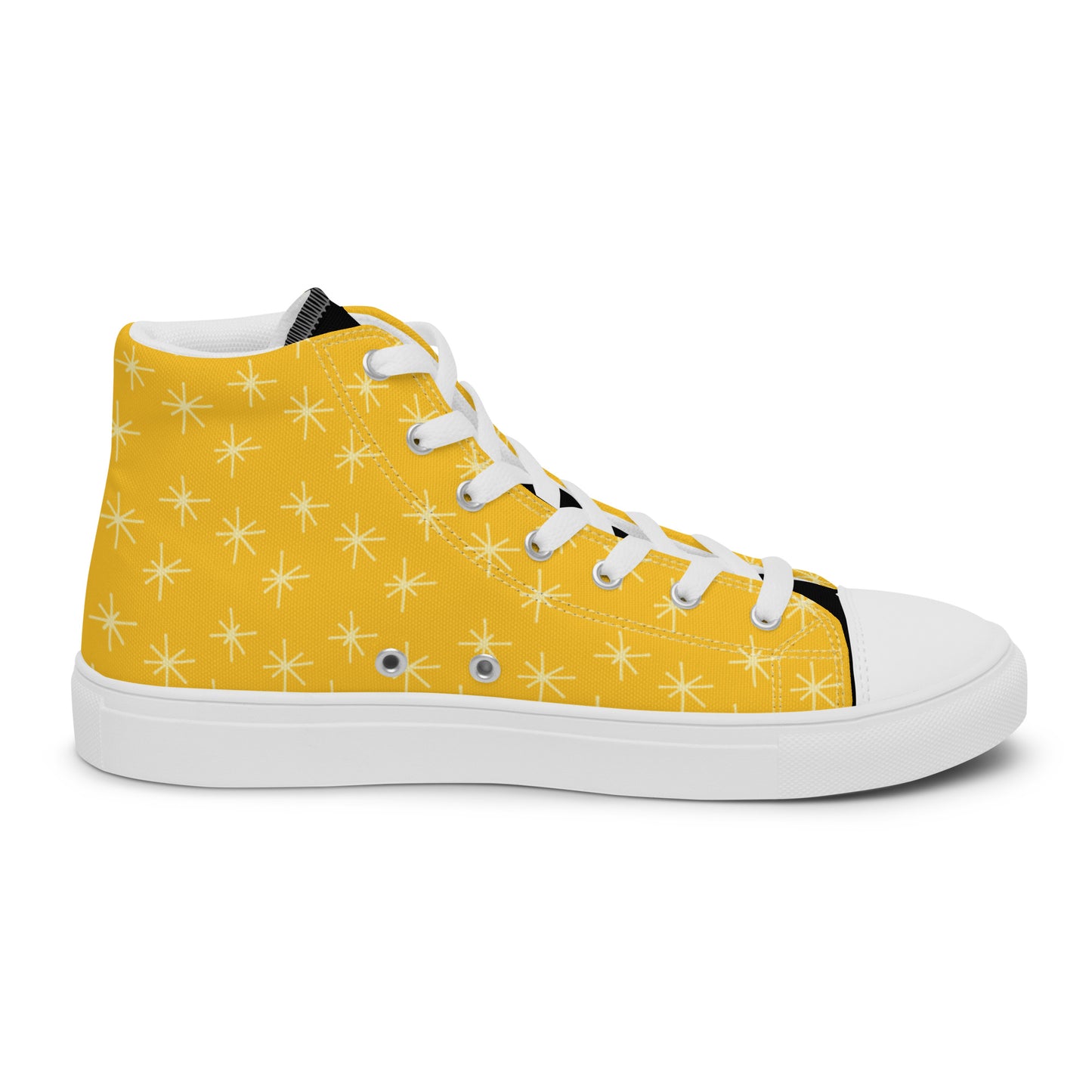 Yellow Abstract High Top Canvas Shoes