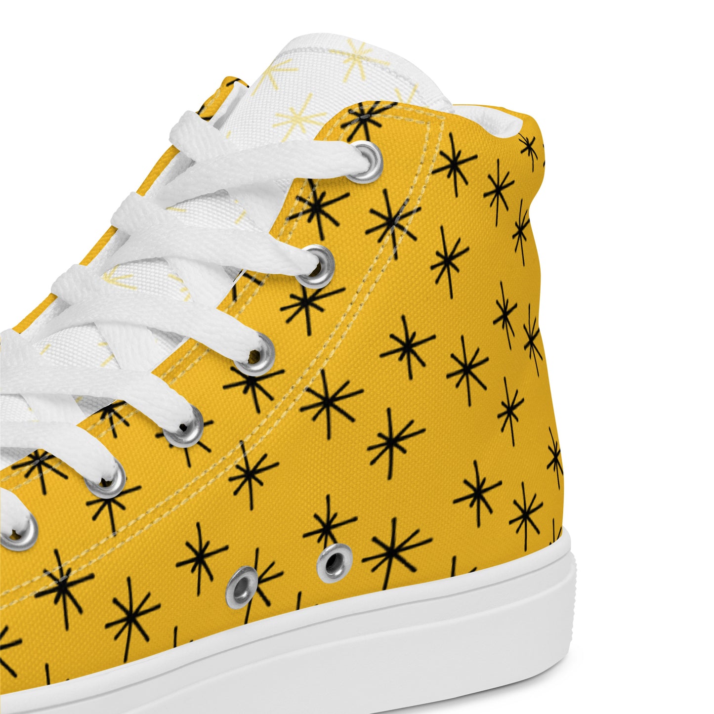 Yellow Abstract High Top Canvas Shoes