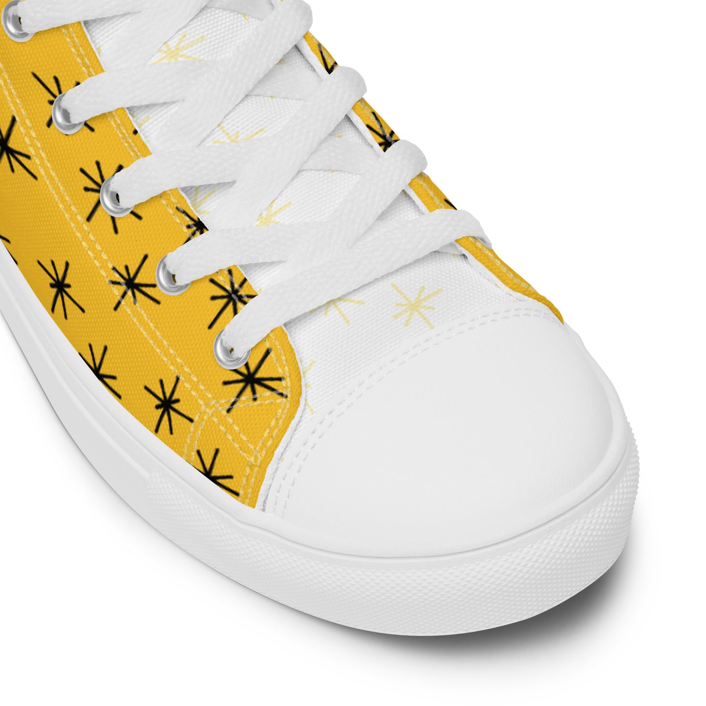 Yellow Abstract High Top Canvas Shoes