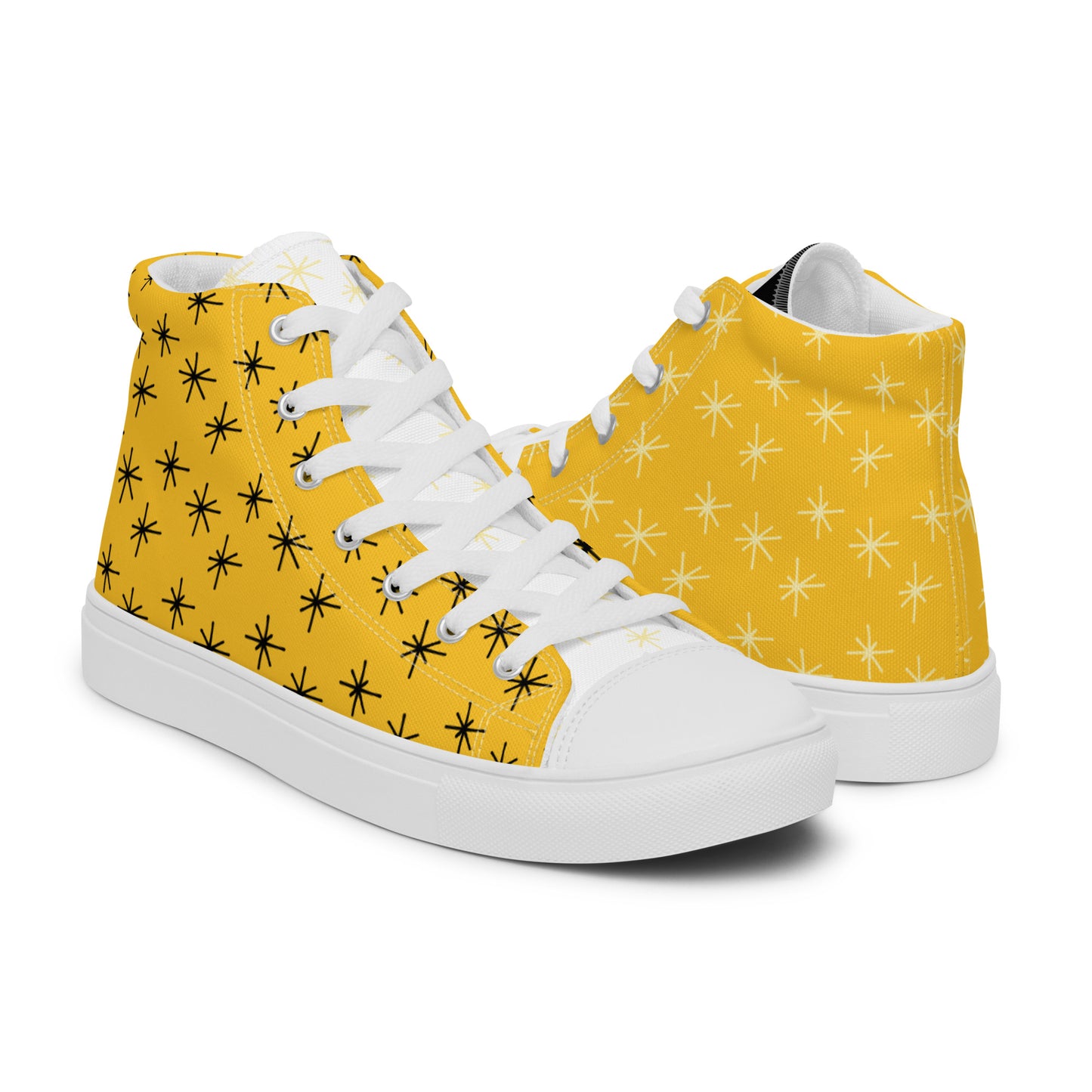 Yellow Abstract High Top Canvas Shoes