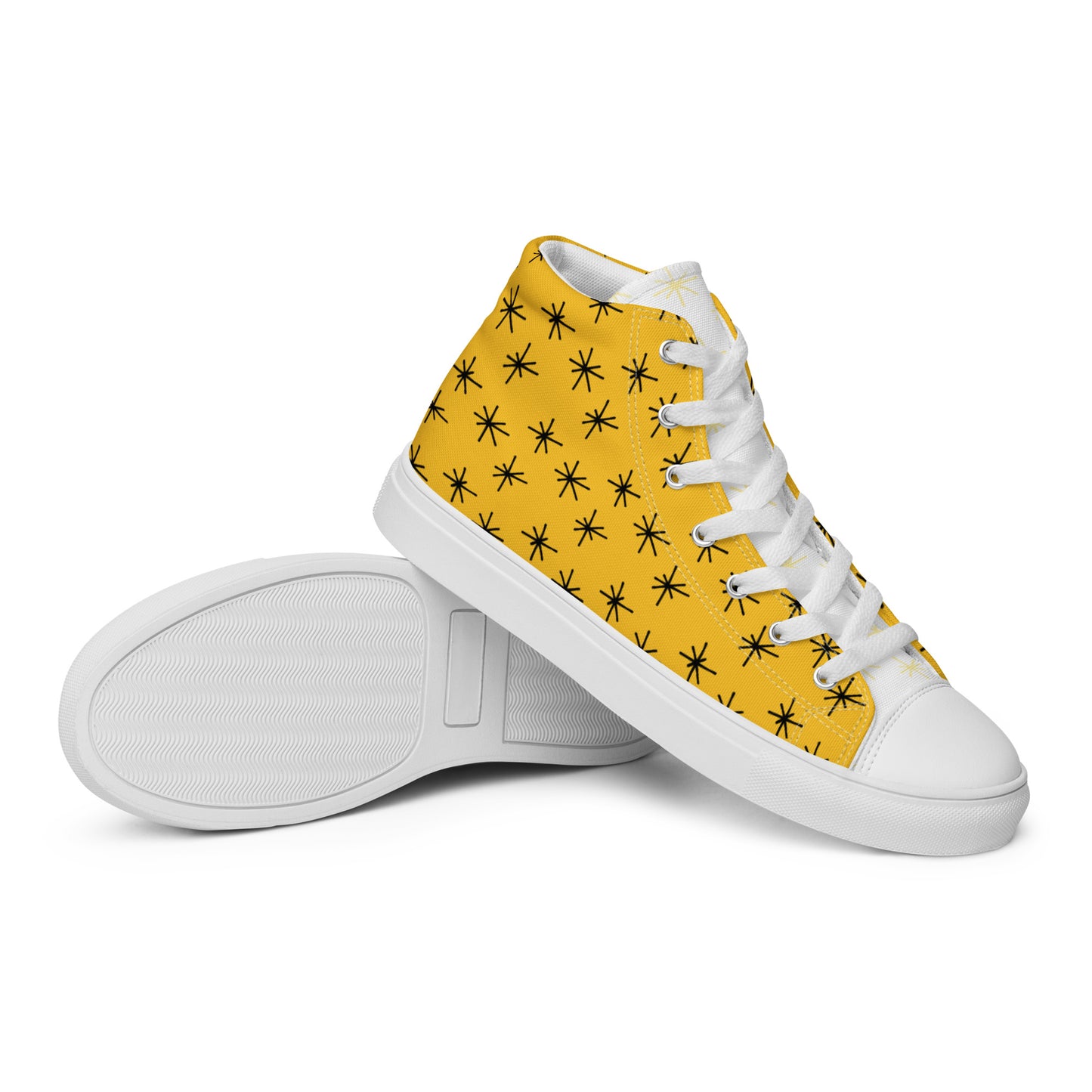 Yellow Abstract High Top Canvas Shoes