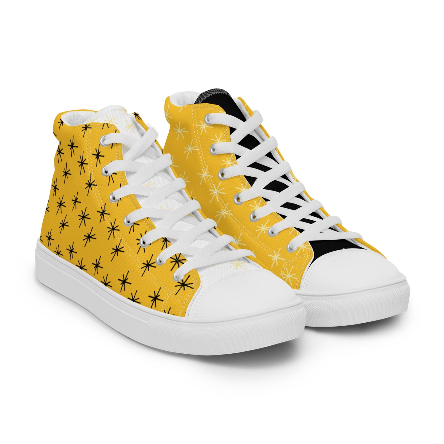 Yellow Abstract High Top Canvas Shoes