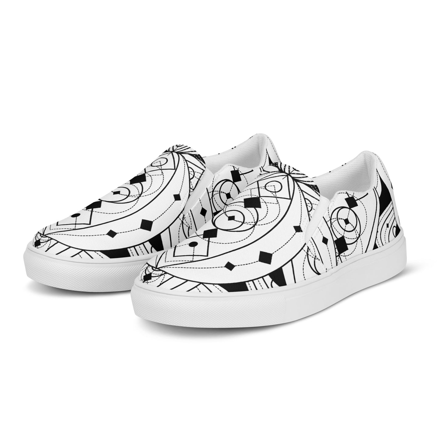 White Mystical Lotuses Canvas Shoes