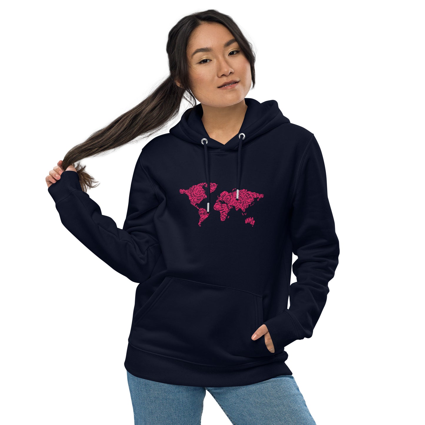 Love Overlay Pattern Eco Hoodie