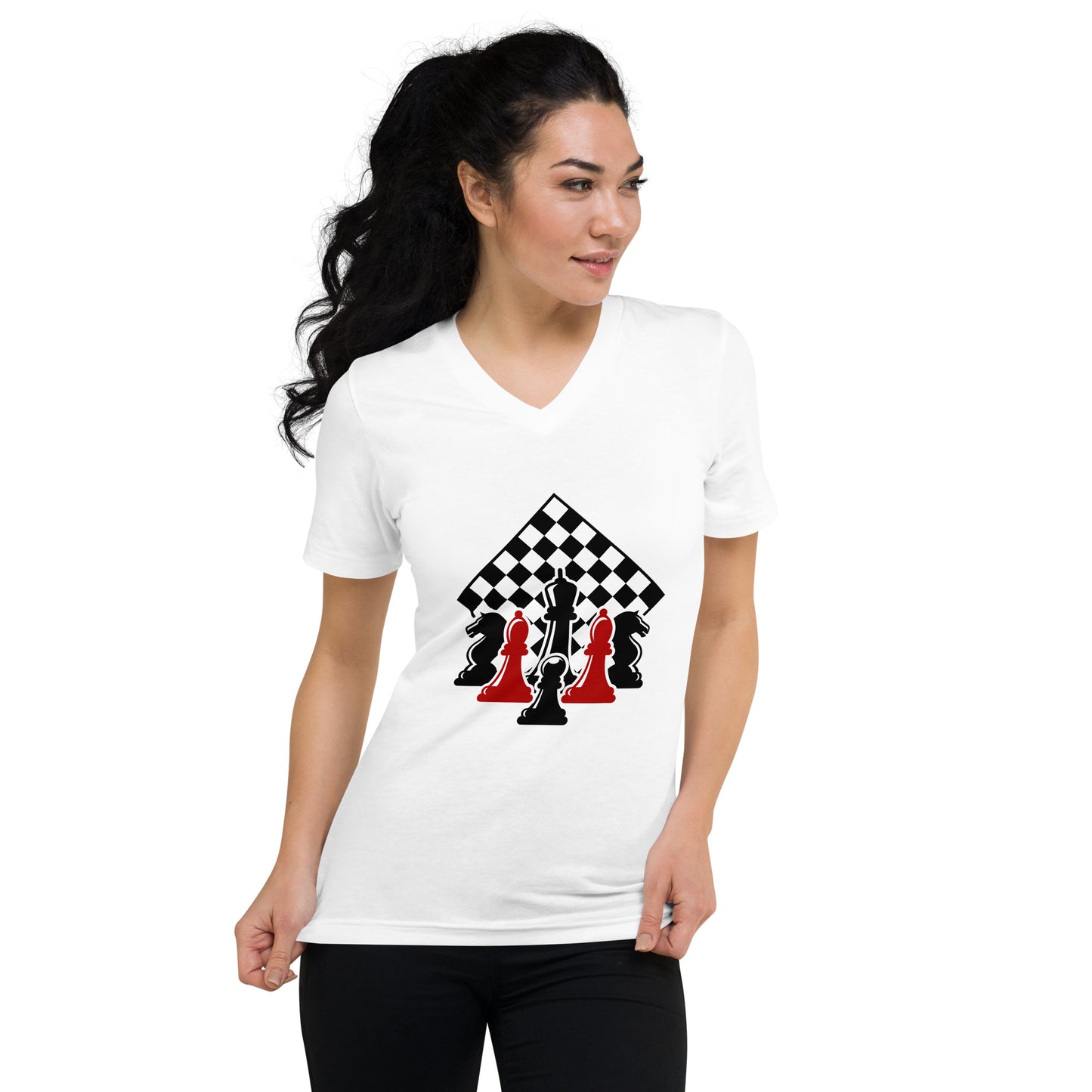 Chess Board Illustration Short Sleeve V-Neck Tee