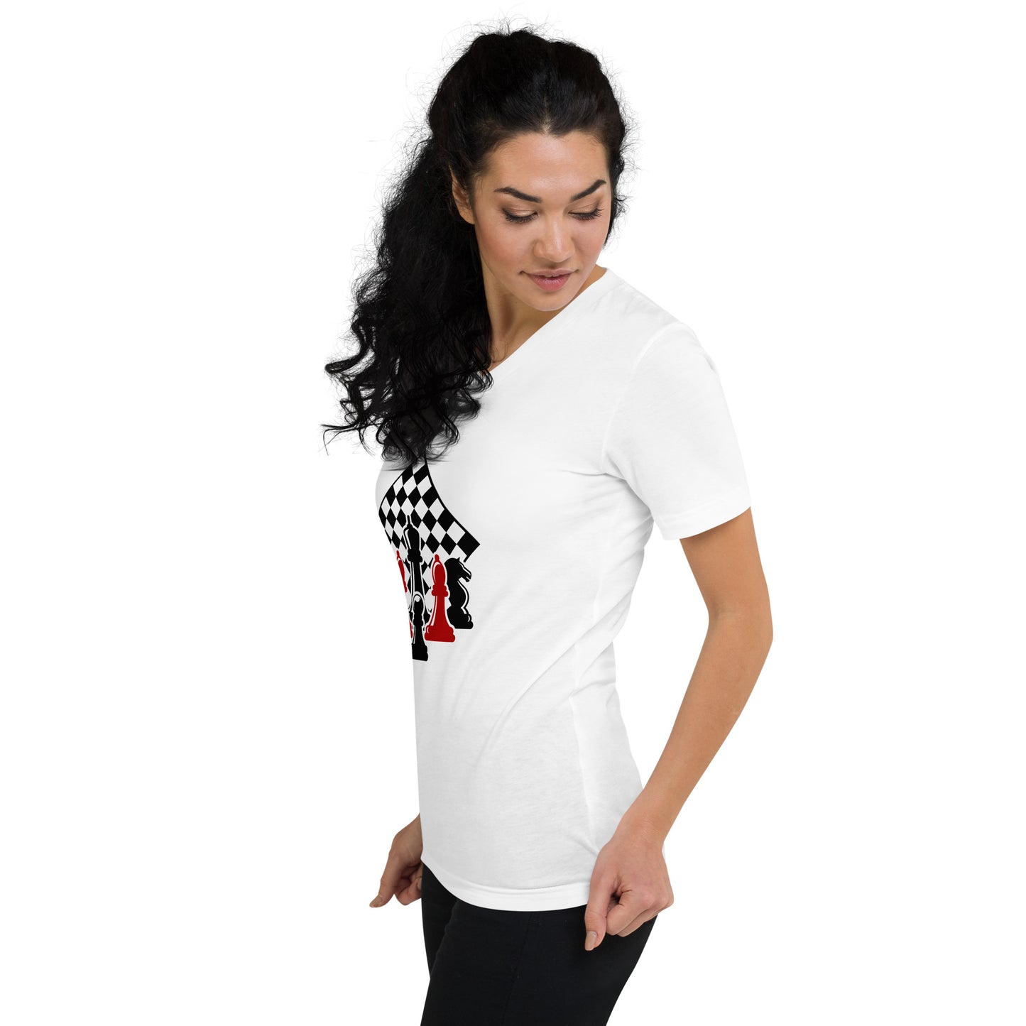 Chess Board Illustration Short Sleeve V-Neck Tee